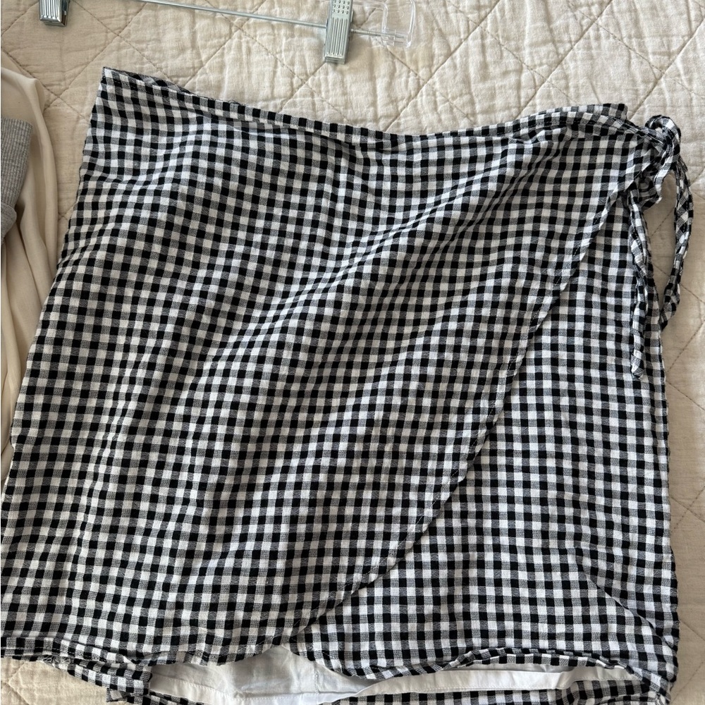 Madewell Black and White Gingham Skirt